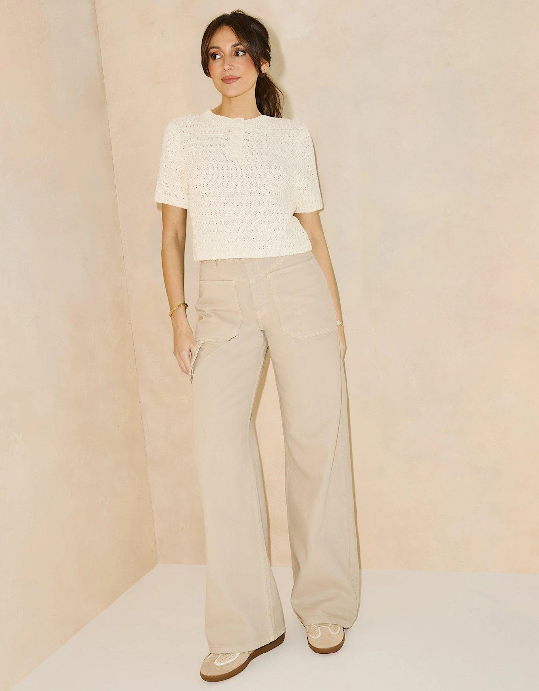 Rope Wide Leg Jean - Beige, 2 of 1