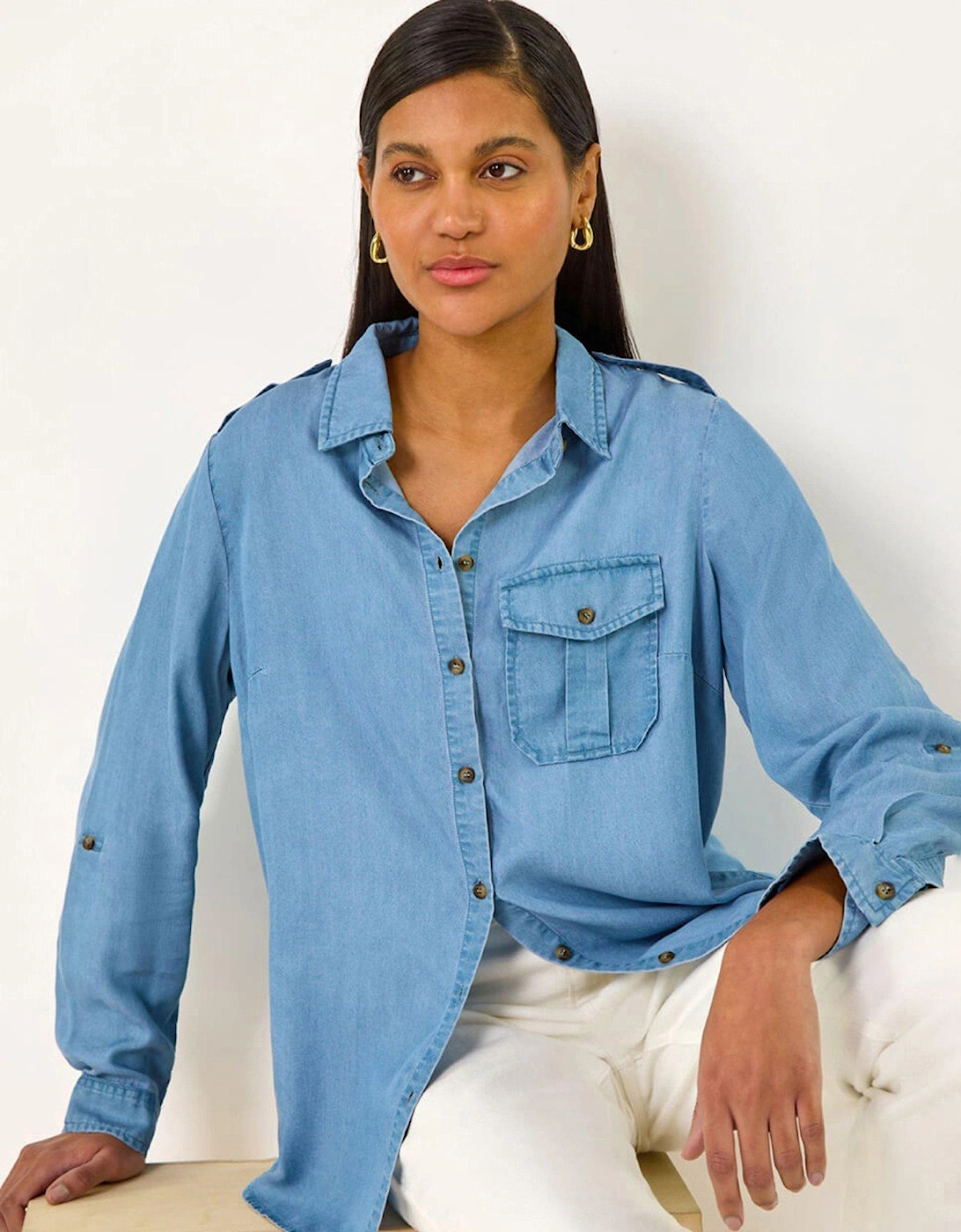 Denim Button Through Shirt - Blue, 2 of 1