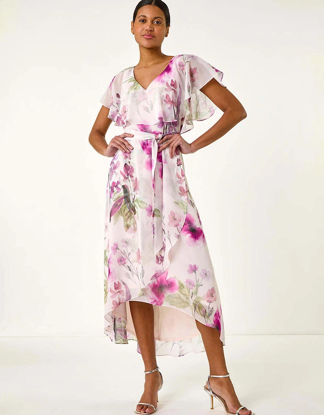 Floral Print Wrap Midi Dress - Pink, 2 of 1