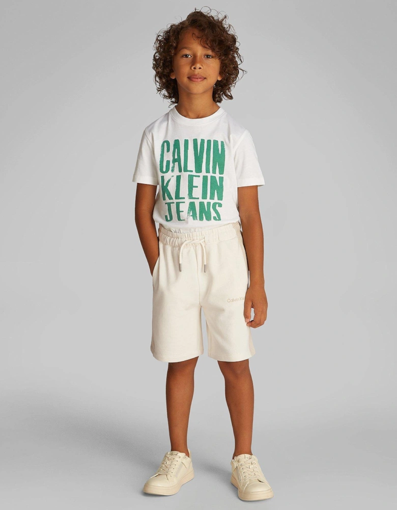 Boys Color Block Relaxed Short - Beige