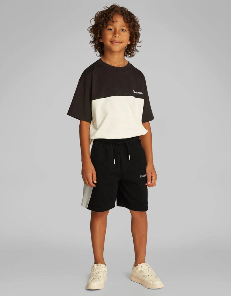 Boys Color Block Relaxed Short - Black