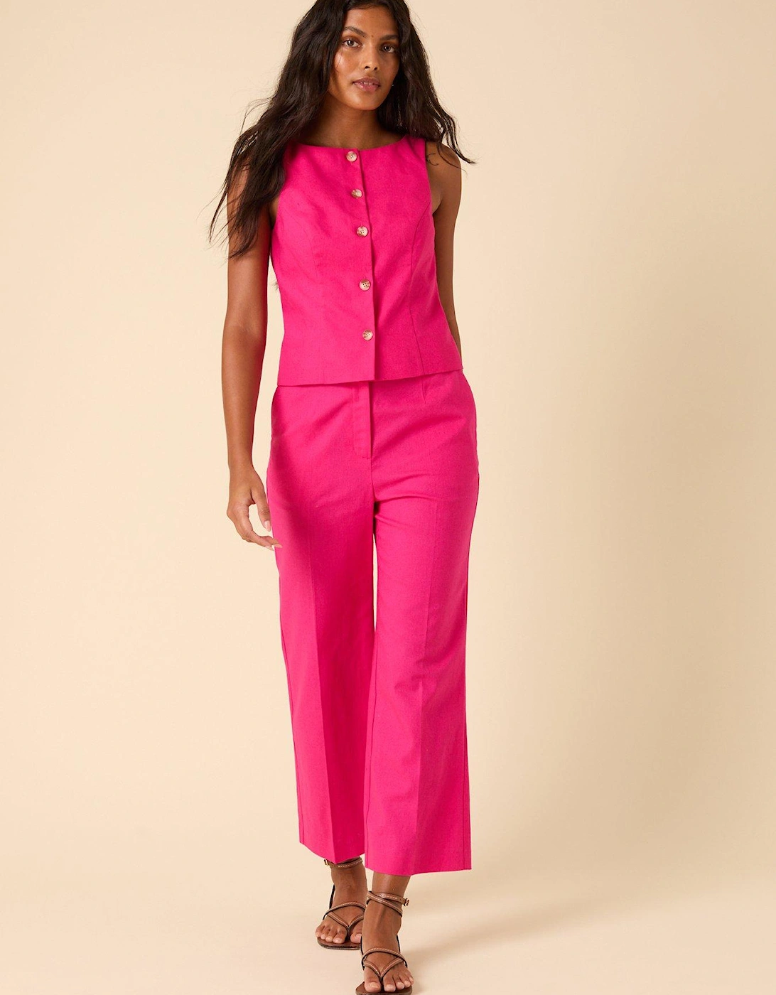 Etta Linen Trouser - Pink, 2 of 1