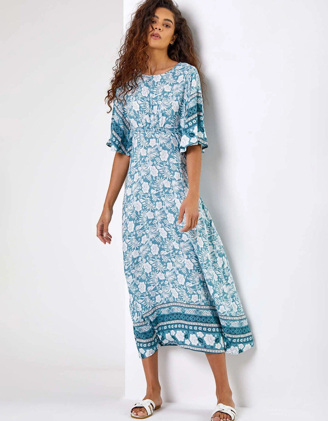 Floral Border Print Midi Dress, 2 of 1