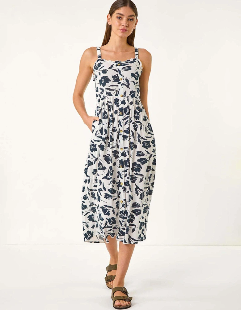 Floral Print Midi Sundress - White