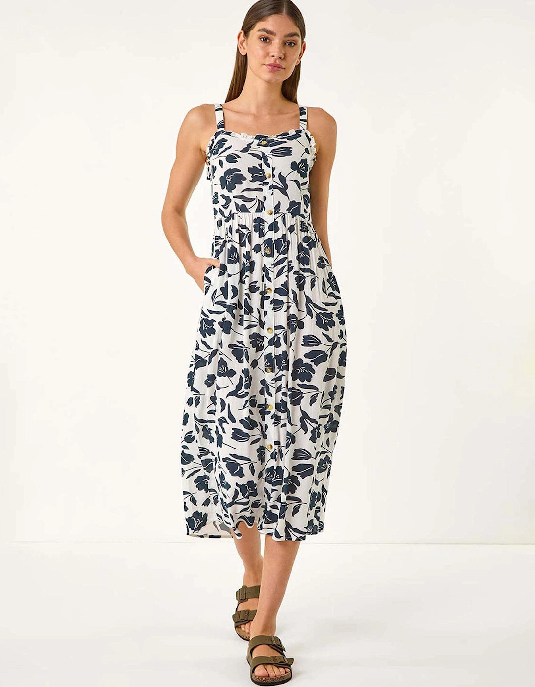 Floral Print Midi Sundress - White, 2 of 1