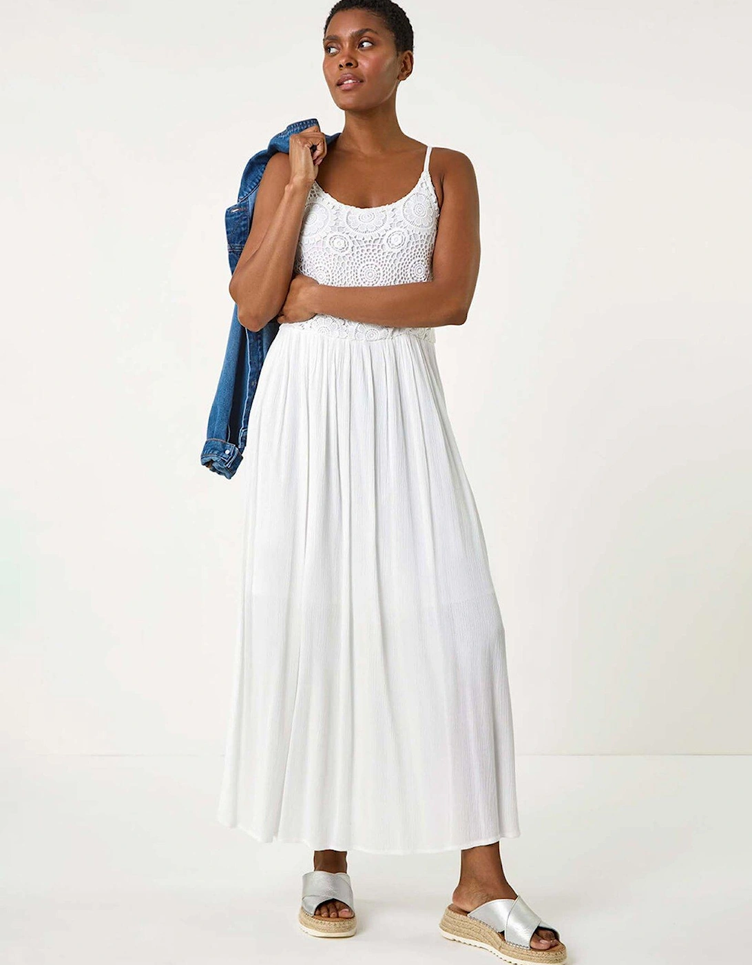 Lace Bodice Shirred Midi Dress, 2 of 1