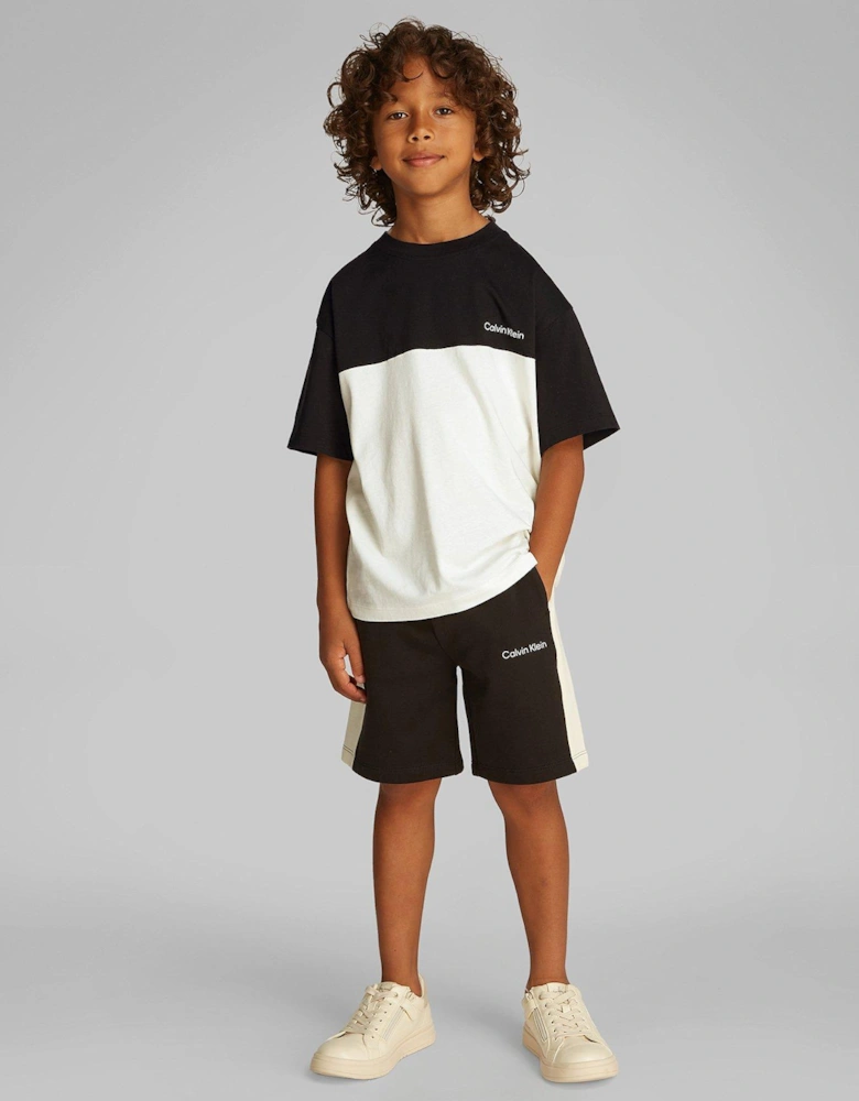 Boys Colour Block Short Sleeve T-Shirt - Black