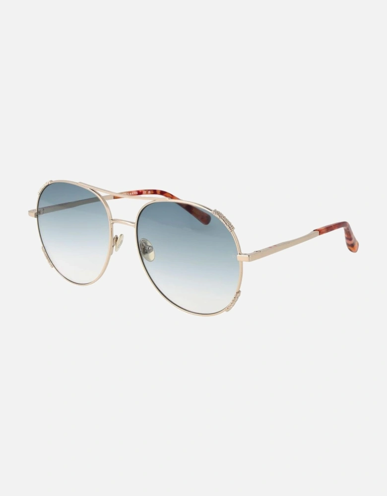 Gradient Aviator Sunglasses with Blue Lenses Women - Gold