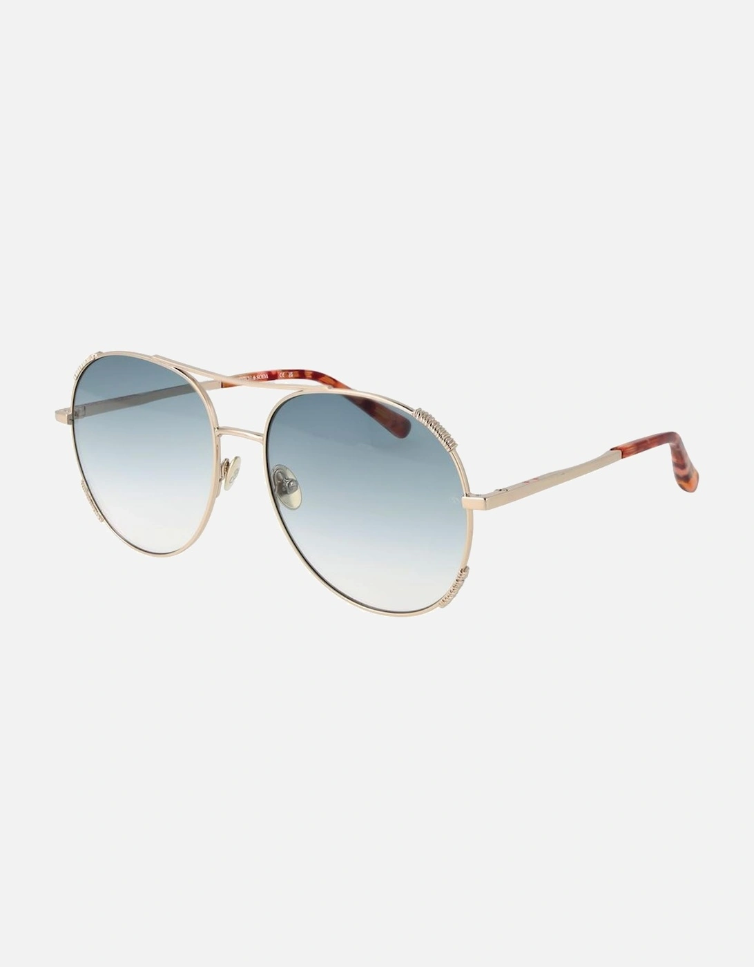 Gradient Aviator Sunglasses with Blue Lenses Women - Gold, 4 of 3