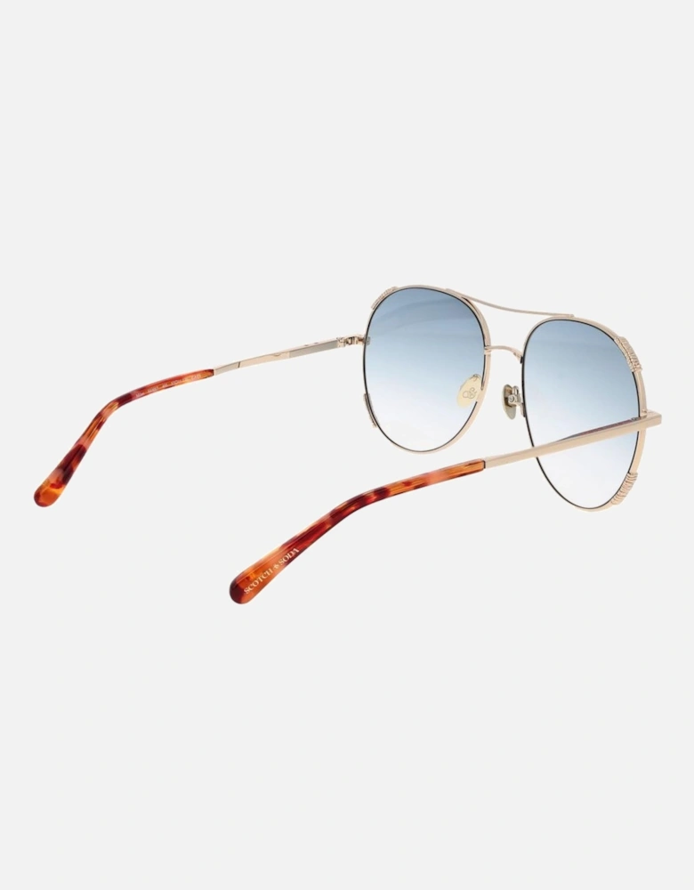 Gradient Aviator Sunglasses with Blue Lenses Women - Gold