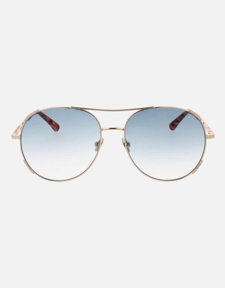 Gradient Aviator Sunglasses with Blue Lenses Women - Gold