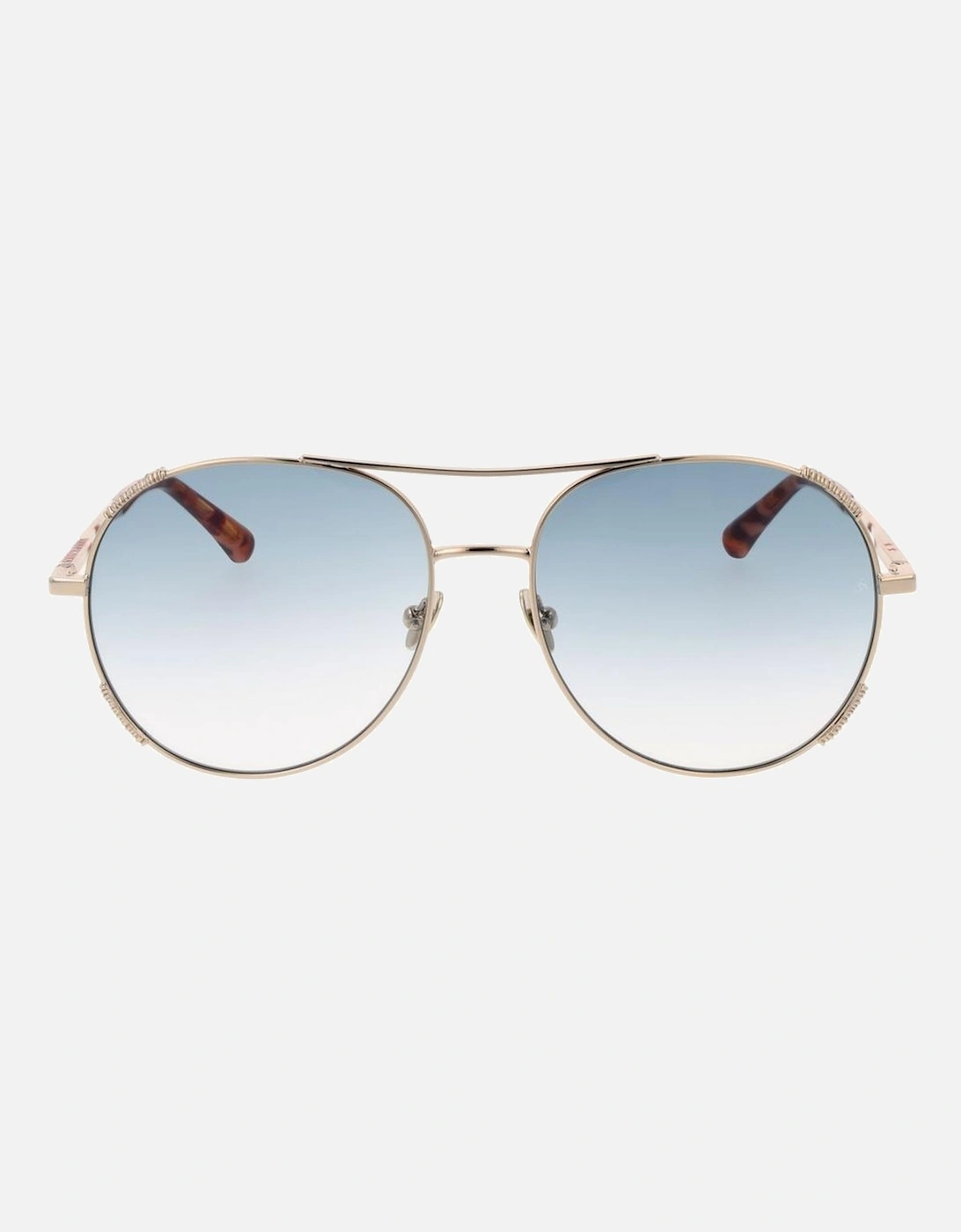 Gradient Aviator Sunglasses with Blue Lenses Women - Gold