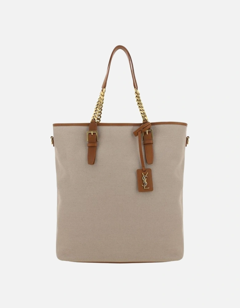 Leather Keychain Shopping Shoulder Bag Women - Beige