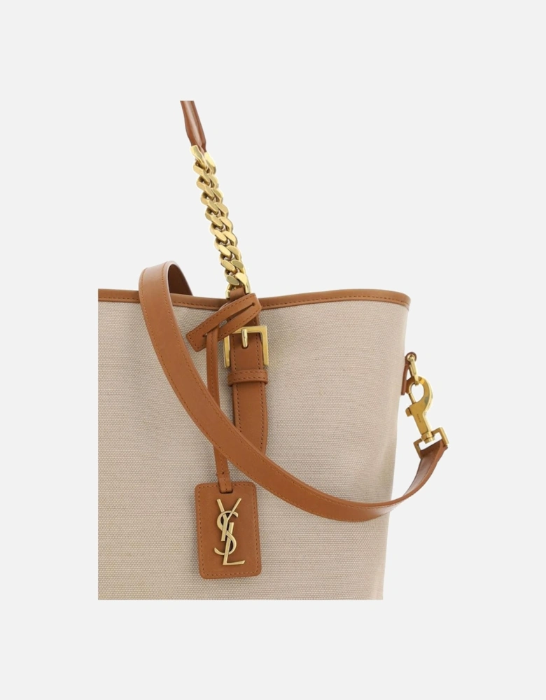 Leather Keychain Shopping Shoulder Bag Women - Beige
