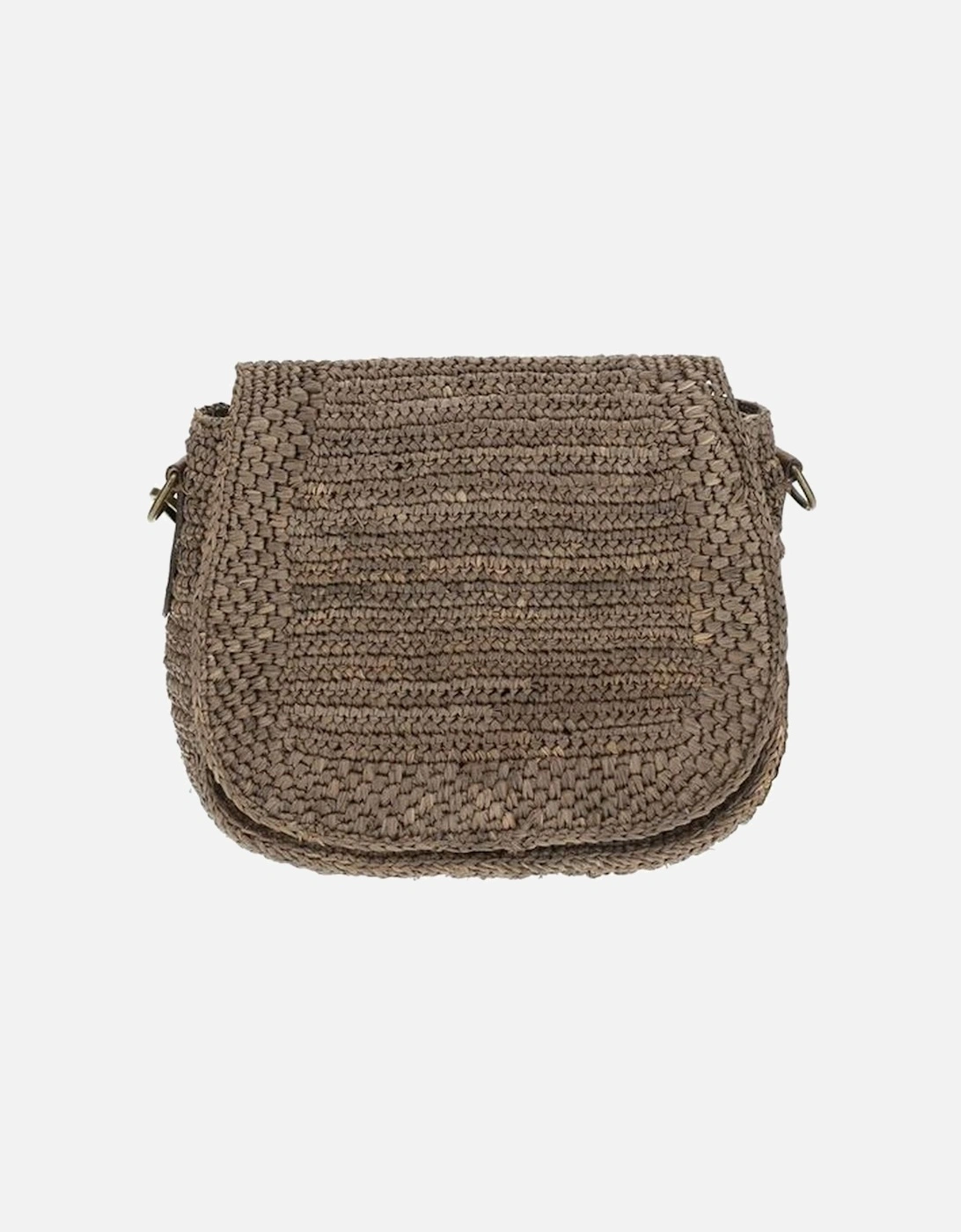 Raffia Crochet Shoulder Bag with Leather Strap Women - Brown, 5 of 4