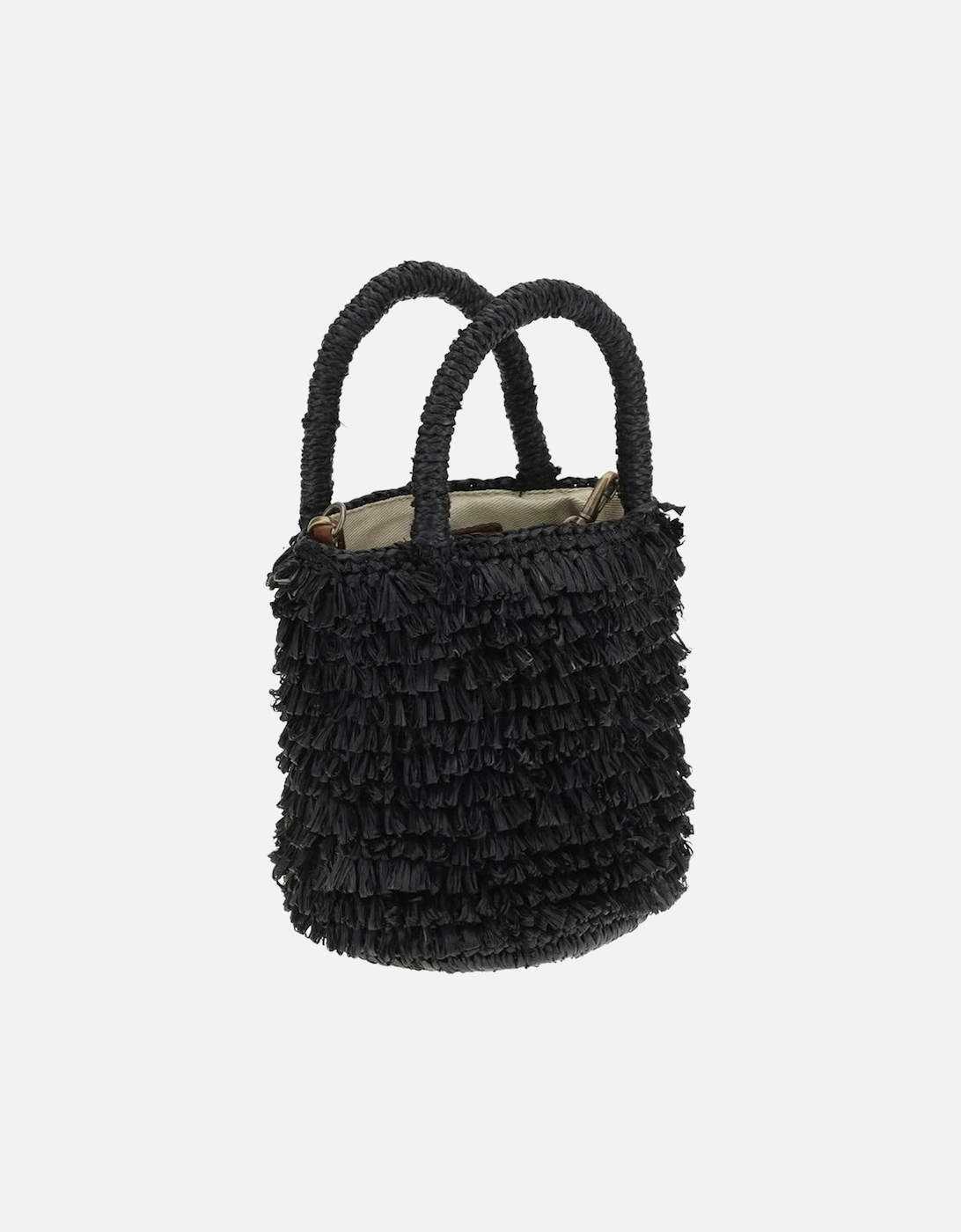 Naka Raffia Shoulder Bag with Leather Strap Women - Black Clutch Bags