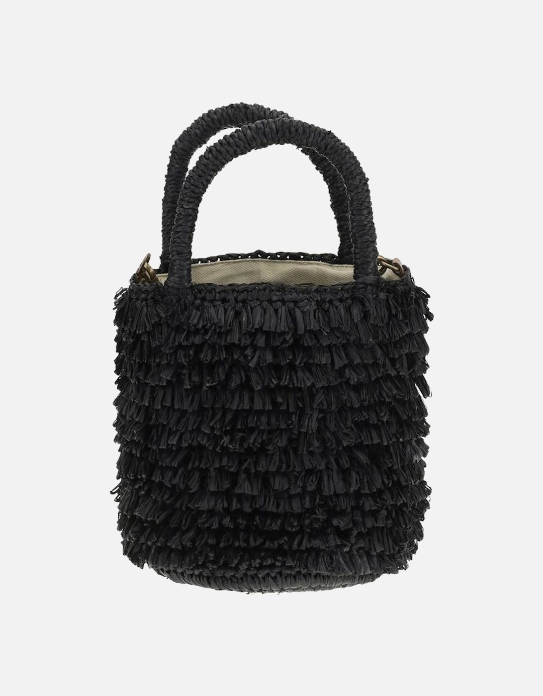 Naka Raffia Shoulder Bag with Leather Strap Women - Black Clutch Bags, 5 of 4