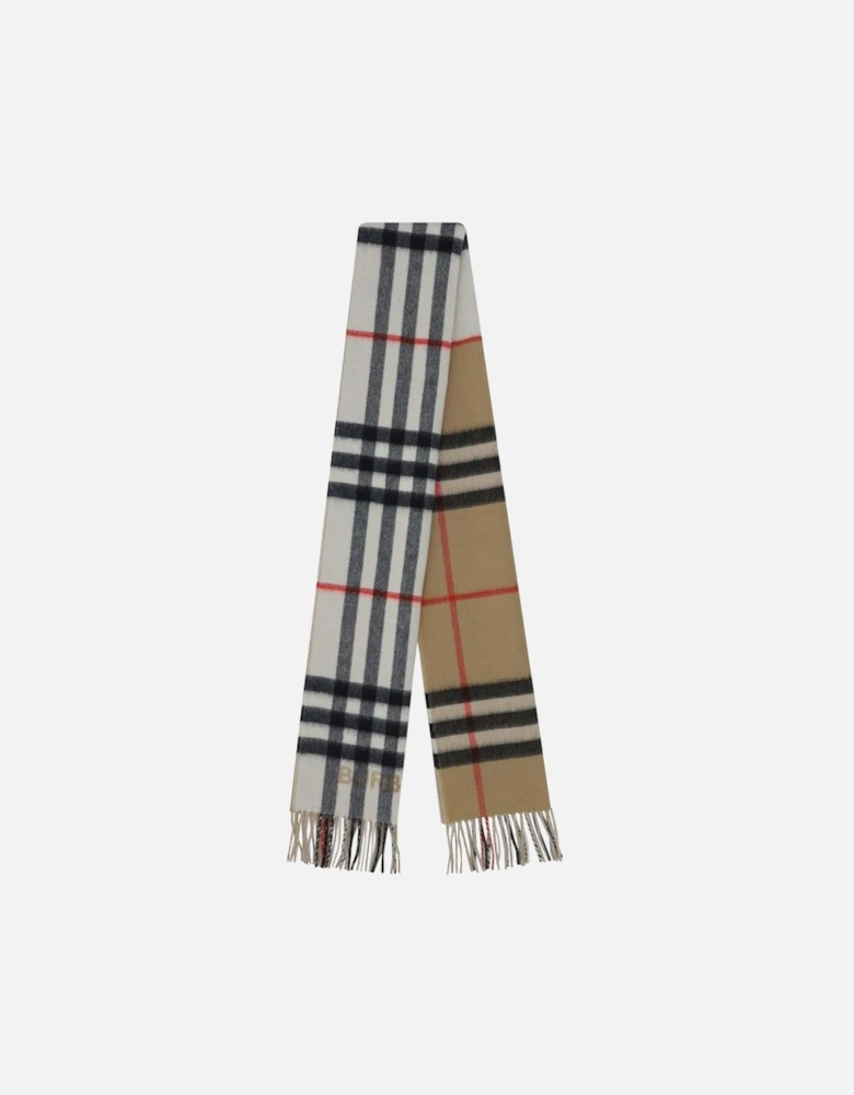 Iconic Check Cashmere Scarf with Frayed Hems Women - Beige Scarves