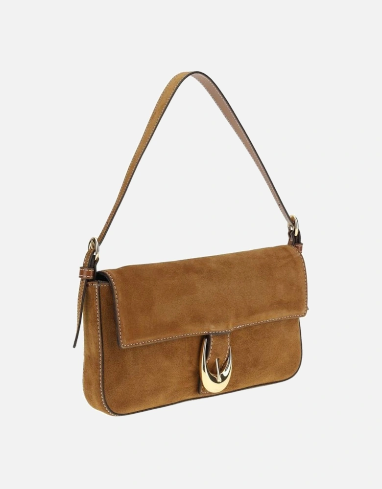 Suede Leather Harlow Shoulder Bag with Magnetic Flap Closure Women -
