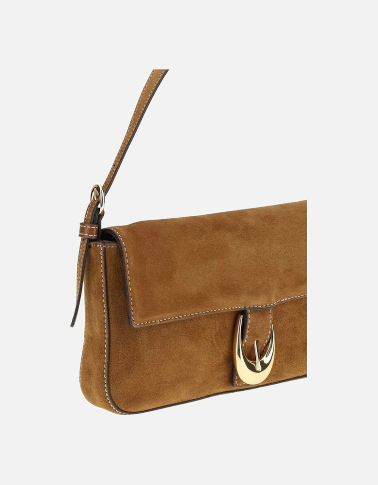 Suede Leather Harlow Shoulder Bag with Magnetic Flap Closure Women -