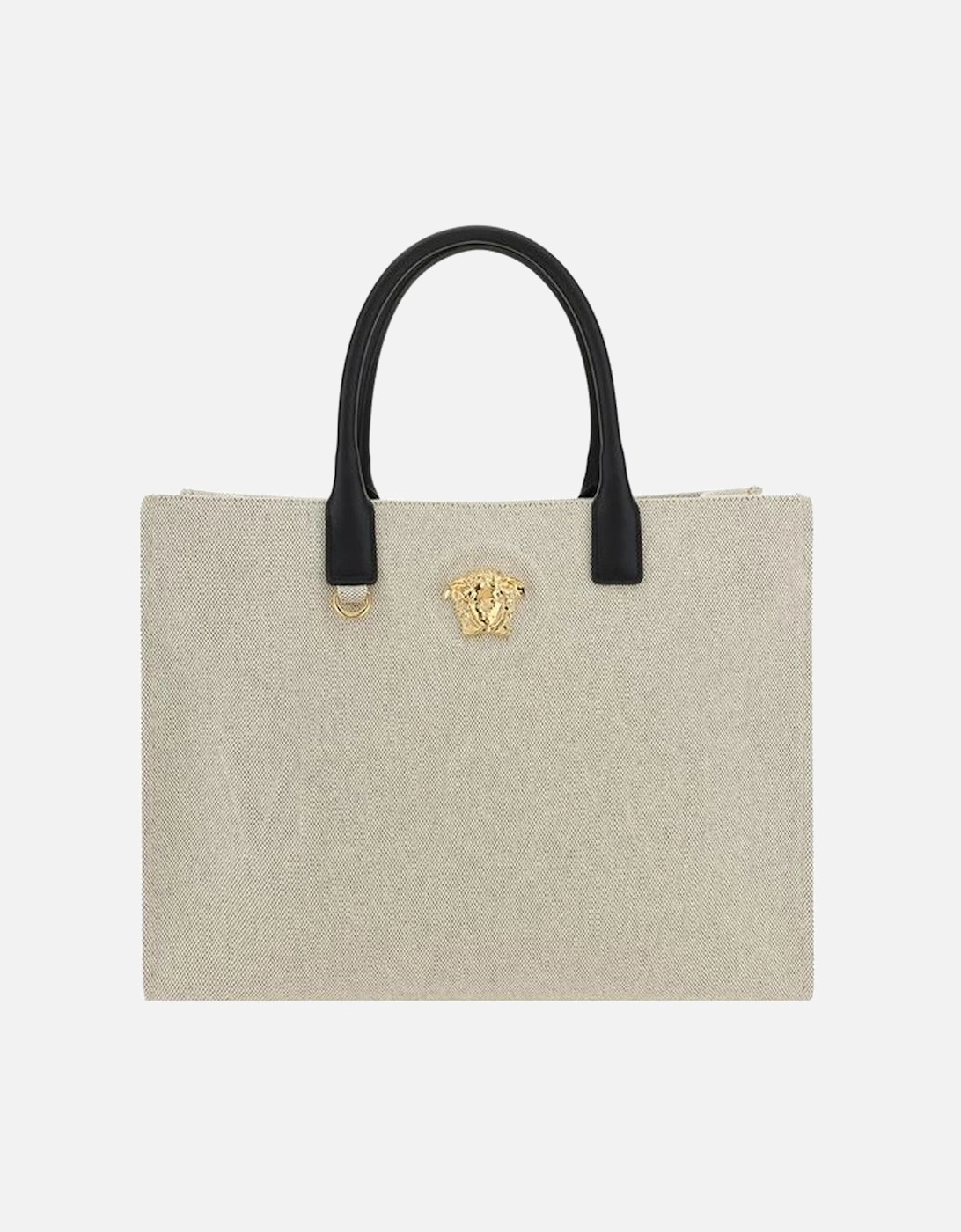 Cotton Handbag with Medusa Plaque and Leather Handles Women - White, 5 of 4