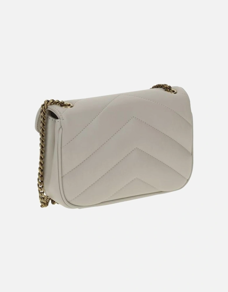 Quilted Lambskin Shoulder Bag with YSL Plaque Women - White