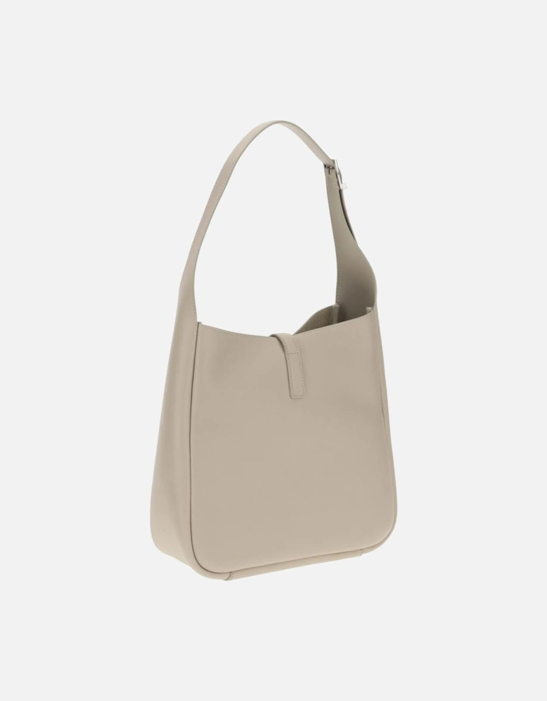 Le 5a7 Leather Shoulder Bag with YSL Logo Women - Beige