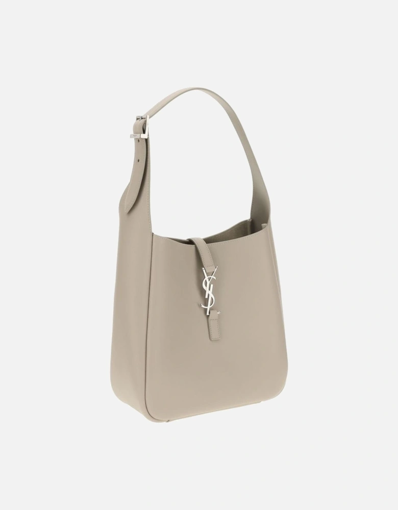 Le 5a7 Leather Shoulder Bag with YSL Logo Women - Beige
