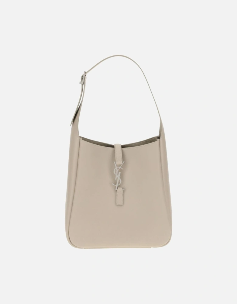 Le 5a7 Leather Shoulder Bag with YSL Logo Women - Beige