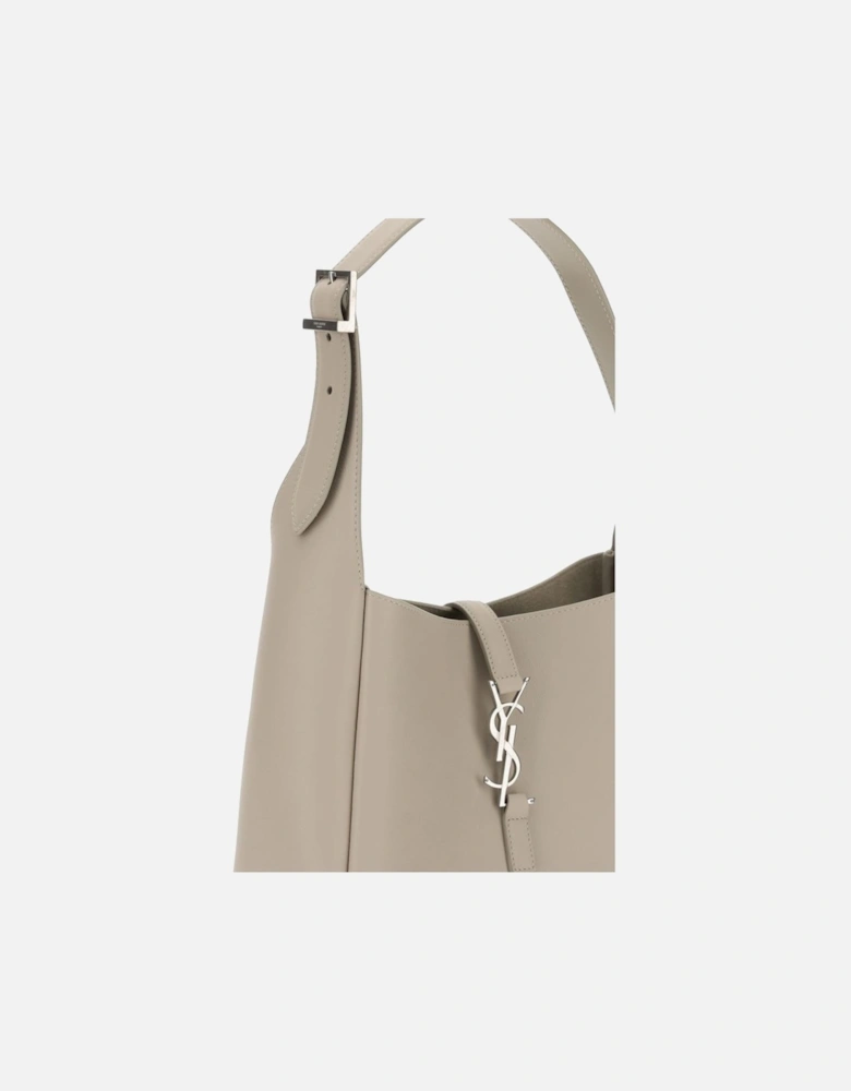 Le 5a7 Leather Shoulder Bag with YSL Logo Women - Beige