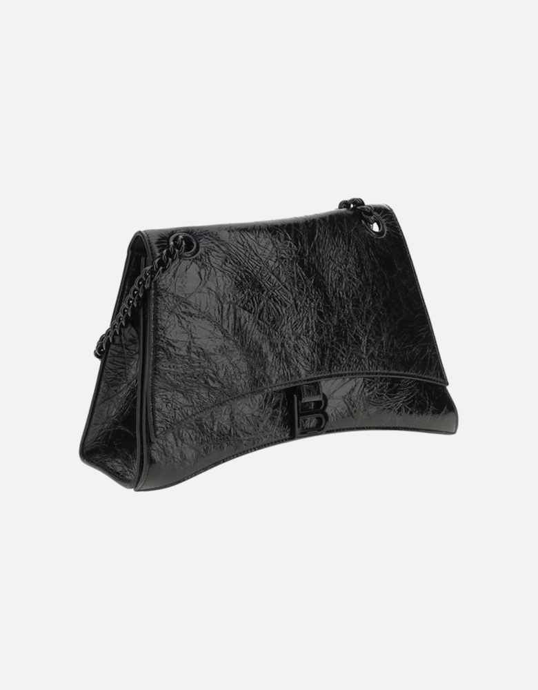 Crush Leather Crinkle Effect Shoulder Bag Women - Black