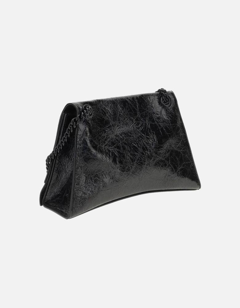 Crush Leather Crinkle Effect Shoulder Bag Women - Black