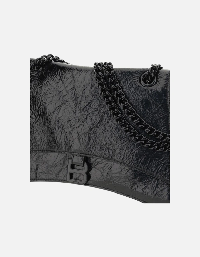 Crush Leather Crinkle Effect Shoulder Bag Women - Black