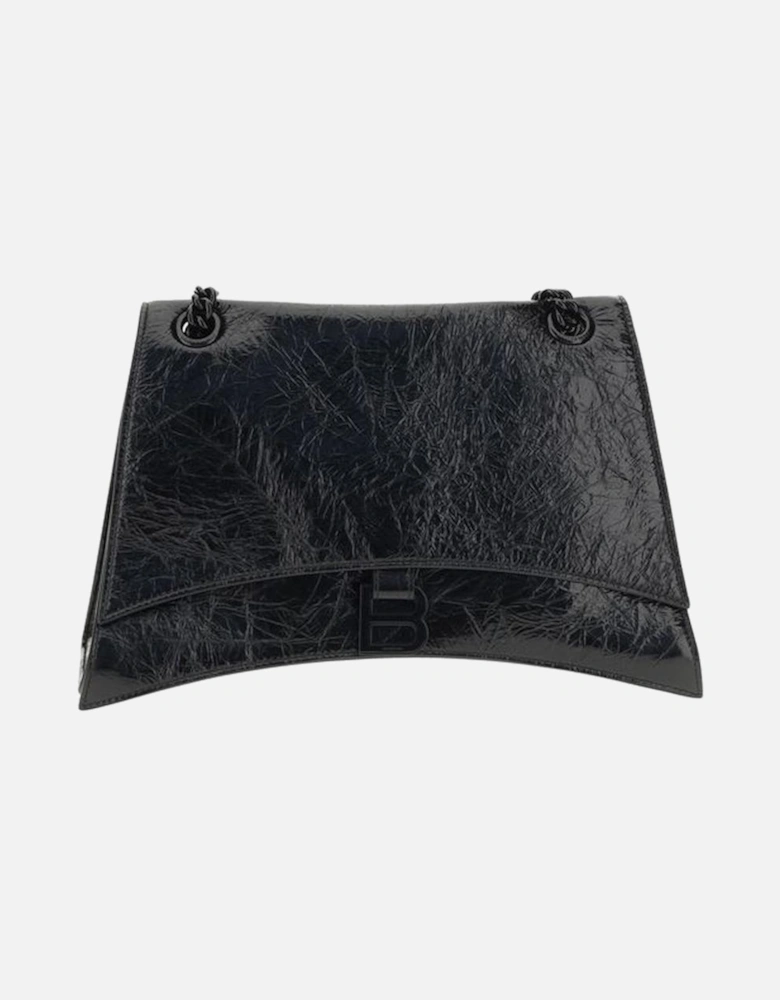 Crush Leather Crinkle Effect Shoulder Bag Women - Black