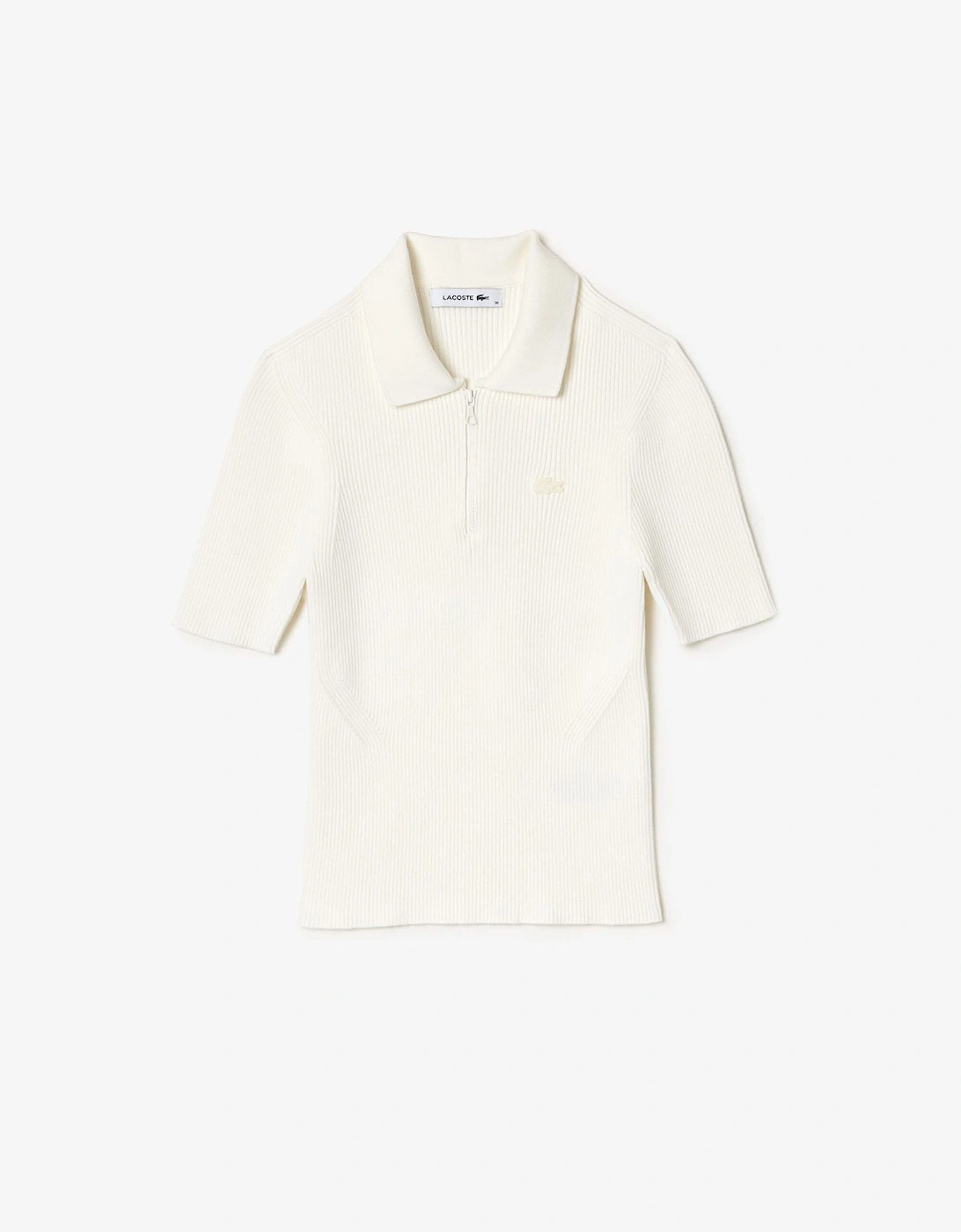 Zip Neck Rib Knit Polo Shirt