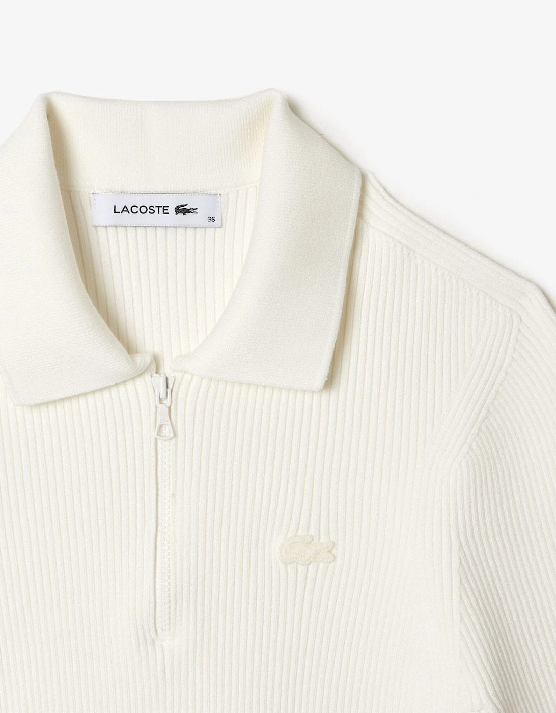 Zip Neck Rib Knit Polo Shirt