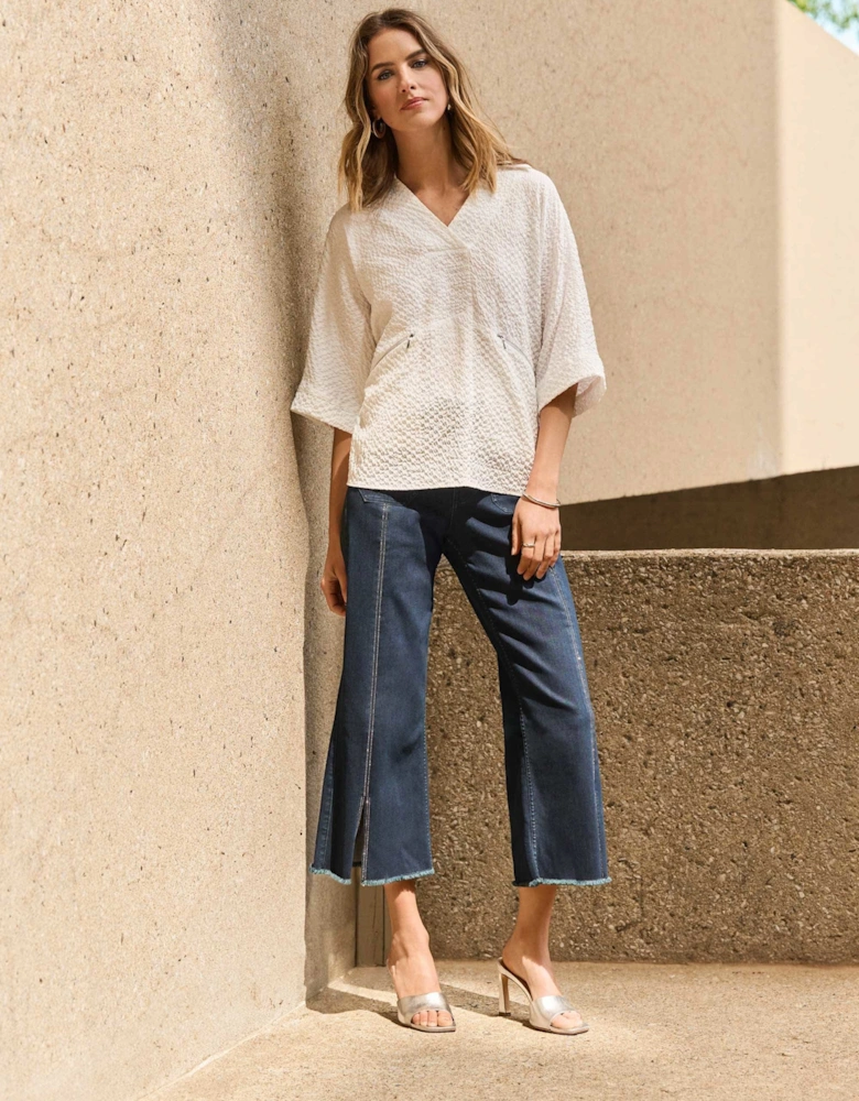 Culotte jeans with embellished front seam