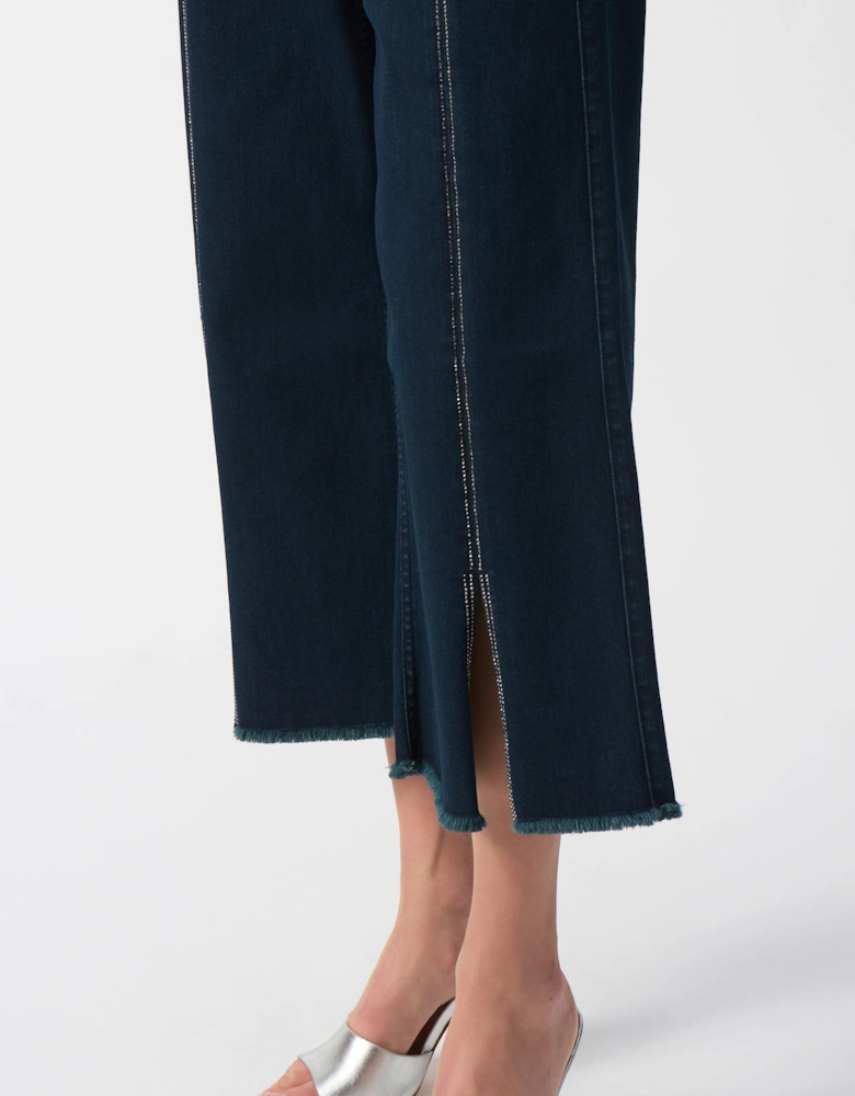 Culotte jeans with embellished front seam