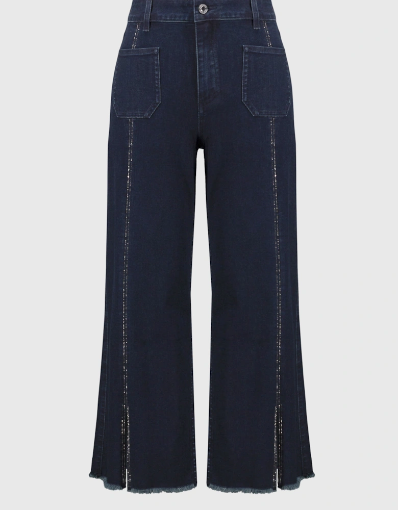 Culotte jeans with embellished front seam