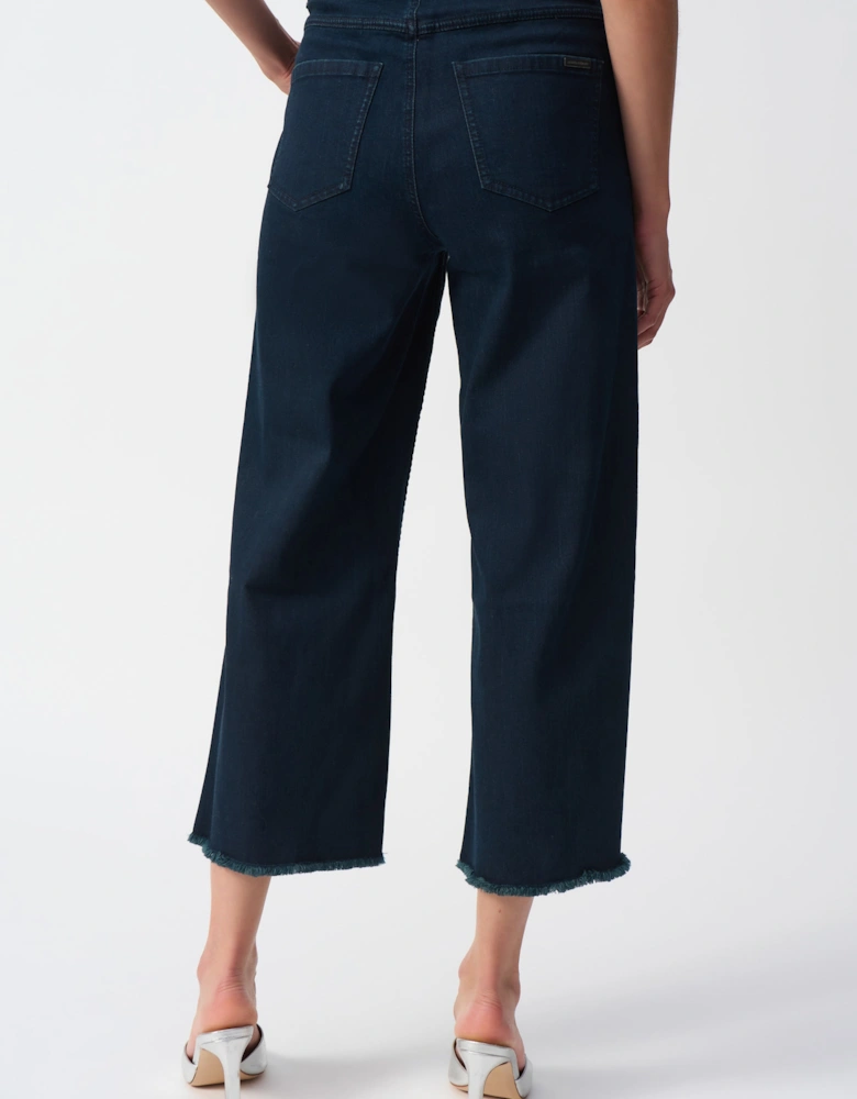 Culotte jeans with embellished front seam