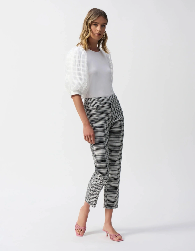 Geometric jacquard crop pull on pants