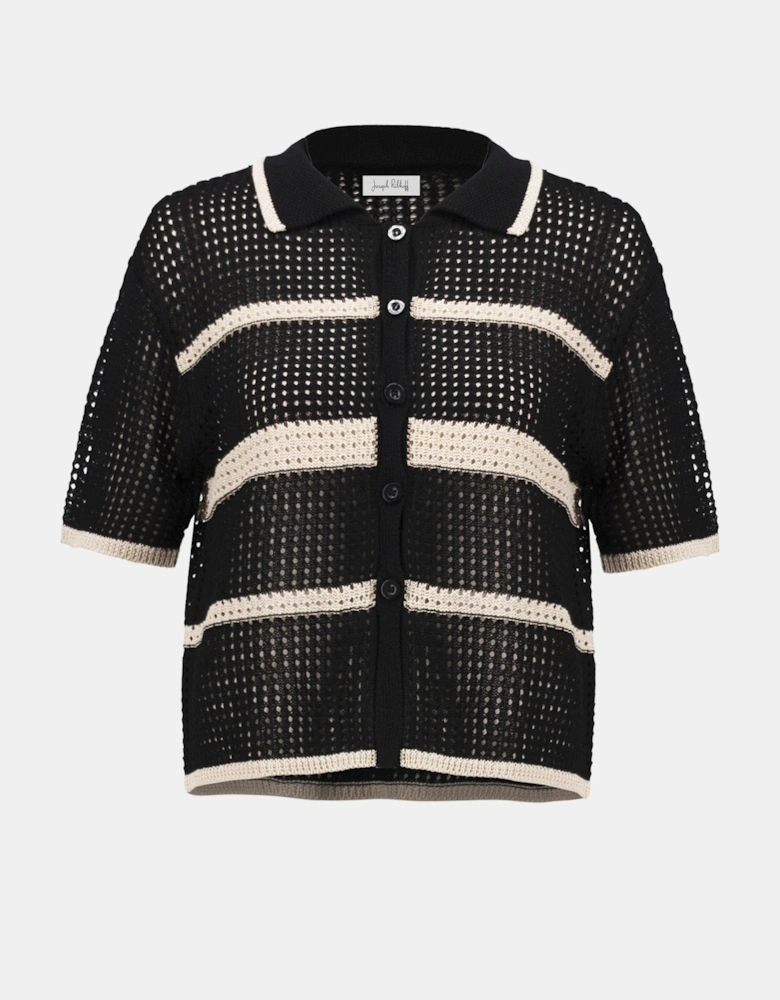 Sweater knit open stitch stripe cover up