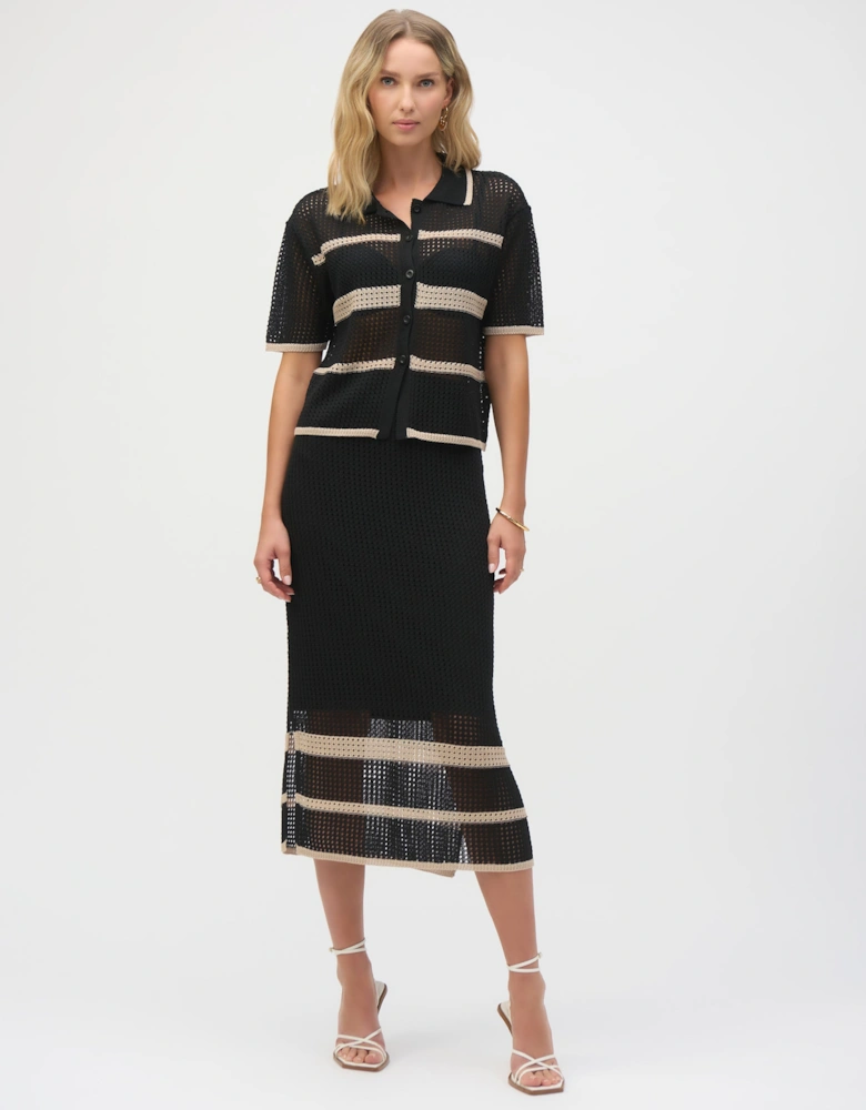 Sweater knit open stitch stripe cover up