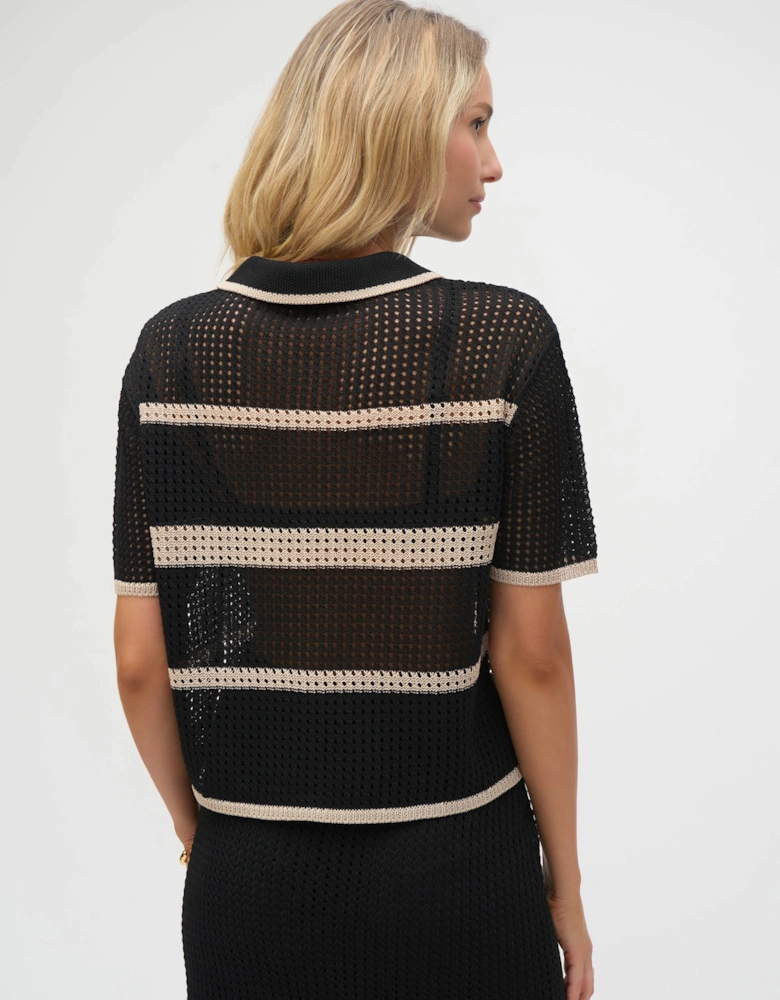 Sweater knit open stitch stripe cover up