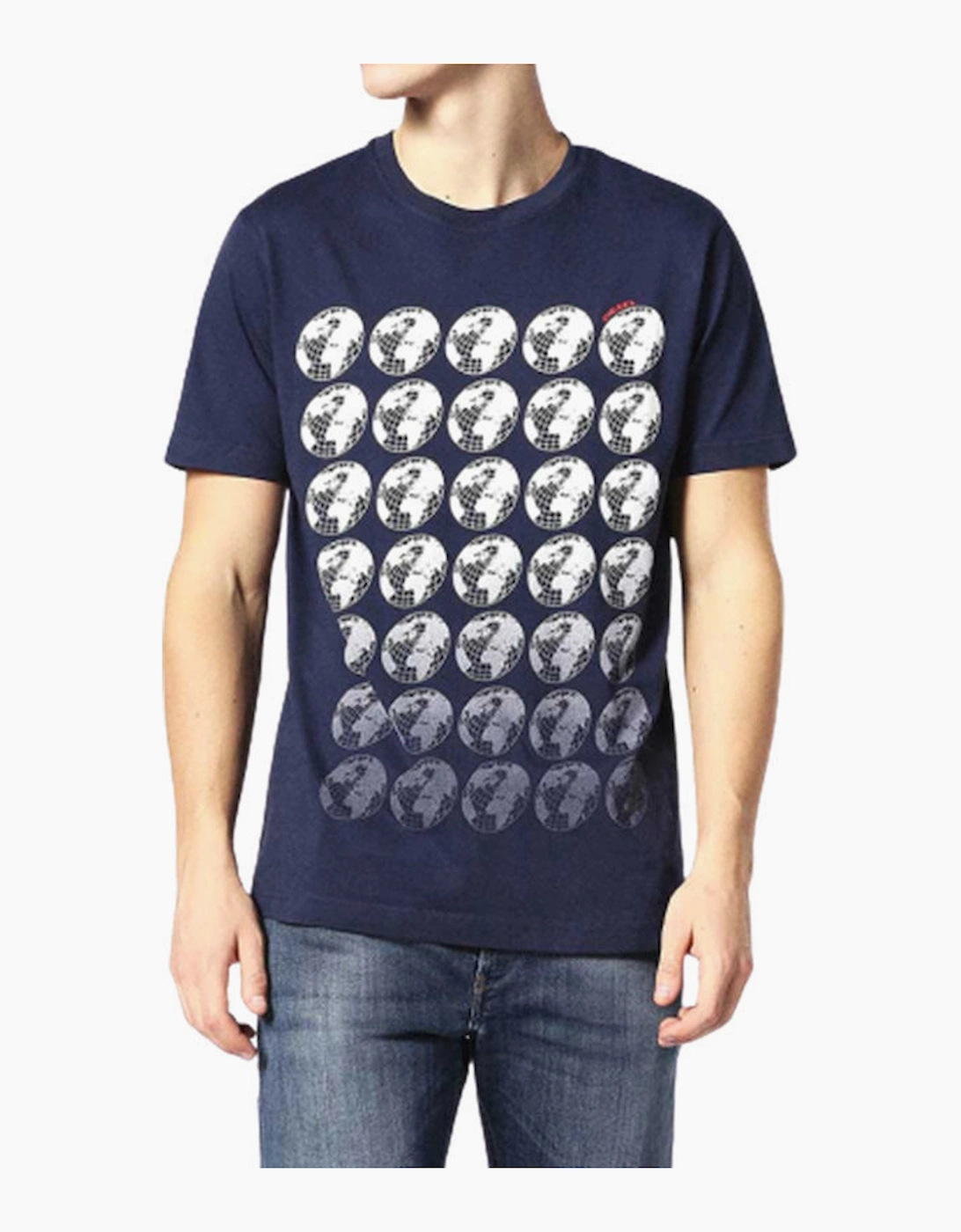 Men's DIESEL T JOE SC Mens T Shirt Crew Neck Regular Slim Fit Casual Summer Cotton Tee - Navy - Size: 36