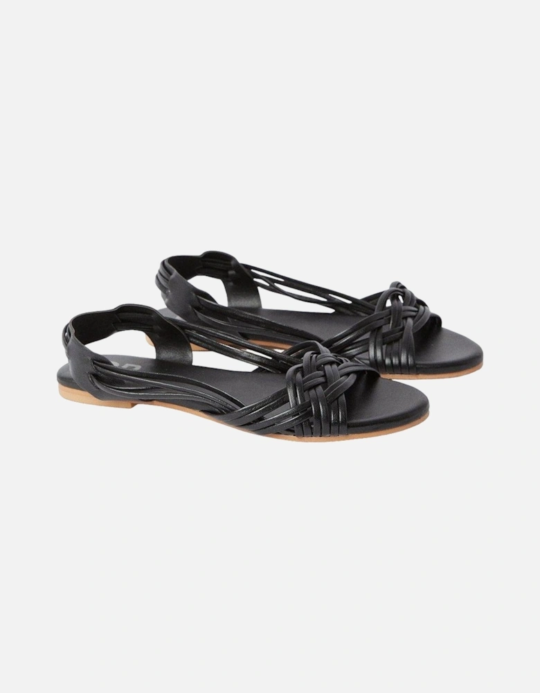 Womens/Ladies Jocelyn Plaited Leather Wide Flat Sandals