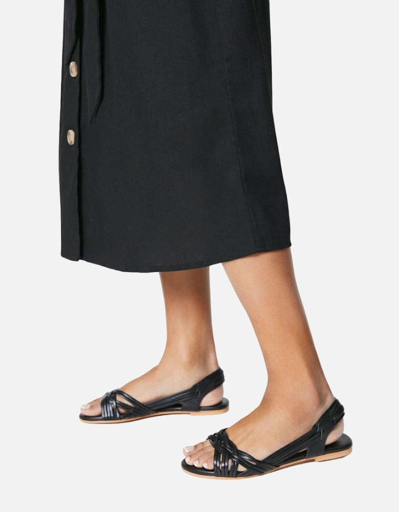 Womens/Ladies Jocelyn Plaited Leather Wide Flat Sandals