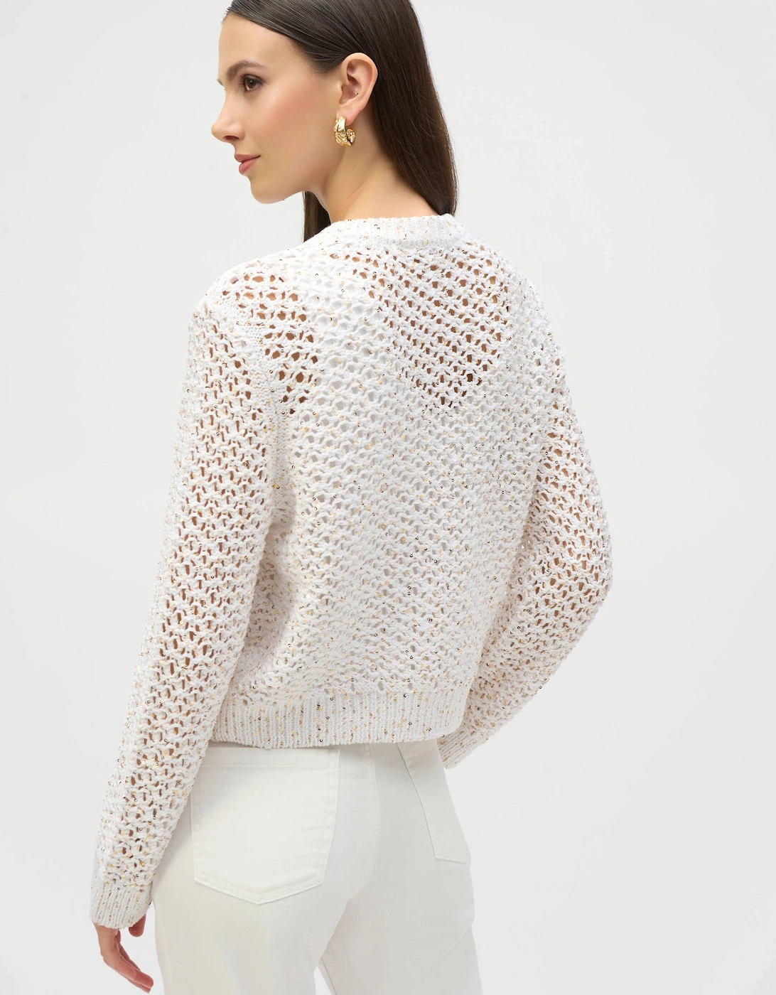 Sweater knit open stitch short cardigan