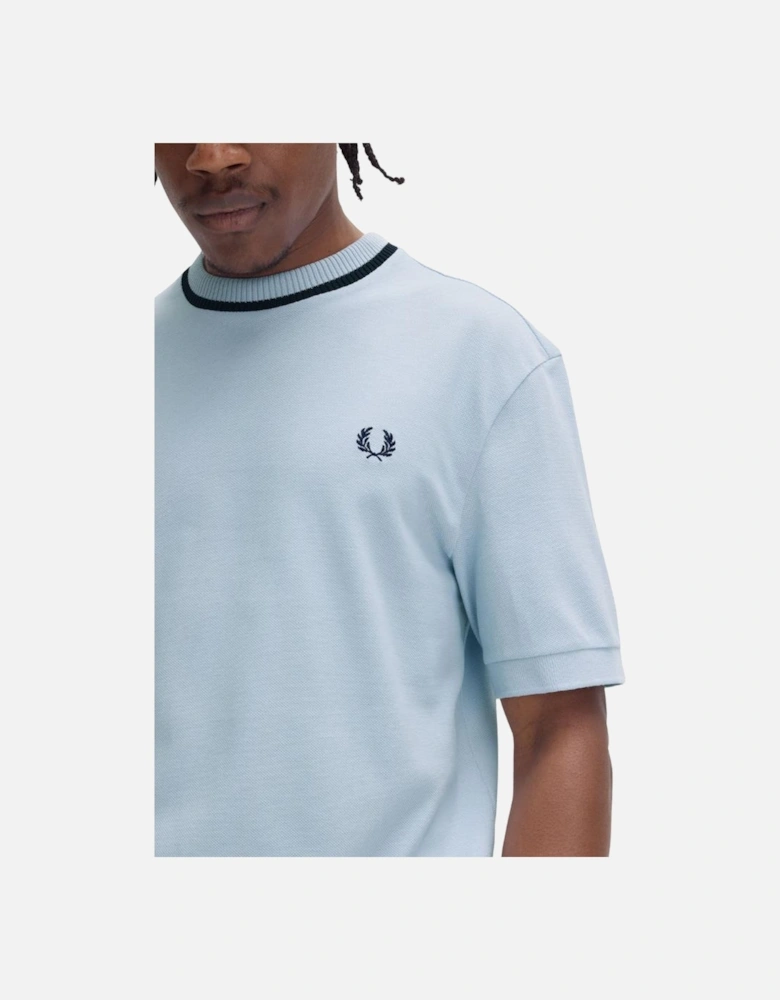 Crew Neck Pique T-Shirt - Light Smoke