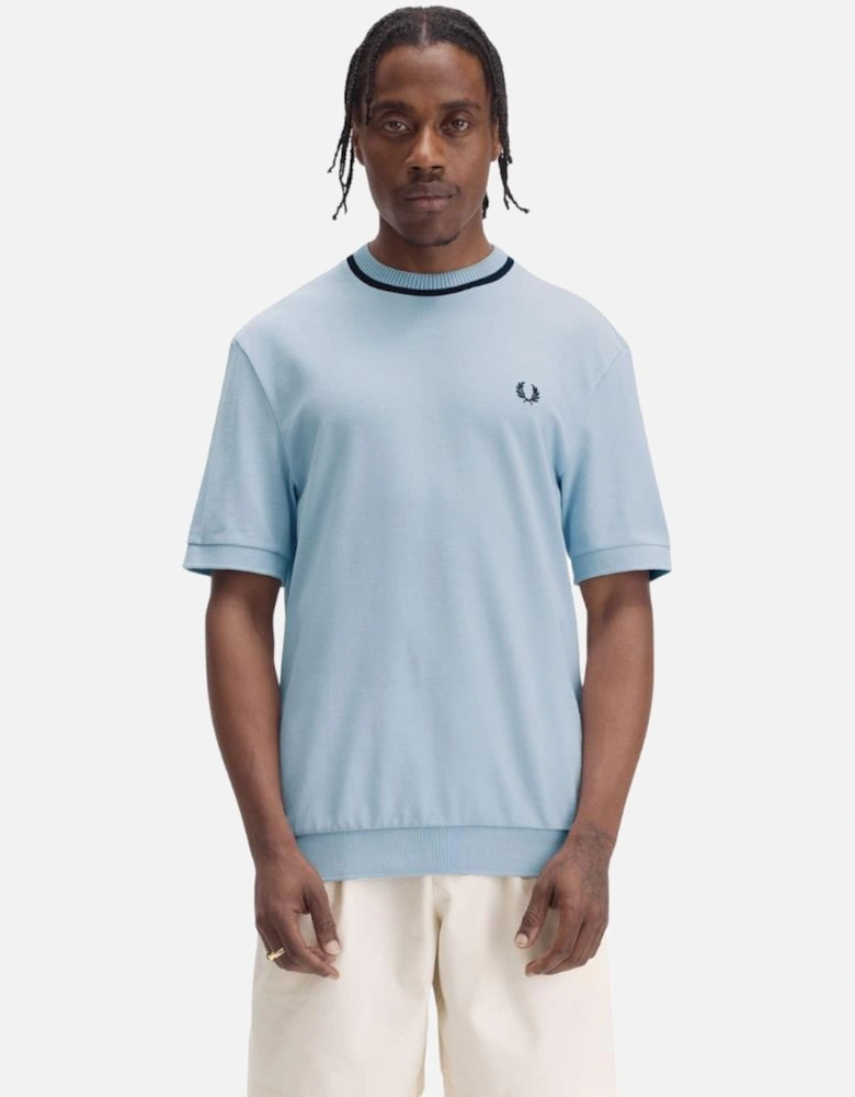 Crew Neck Pique T-Shirt - Light Smoke
